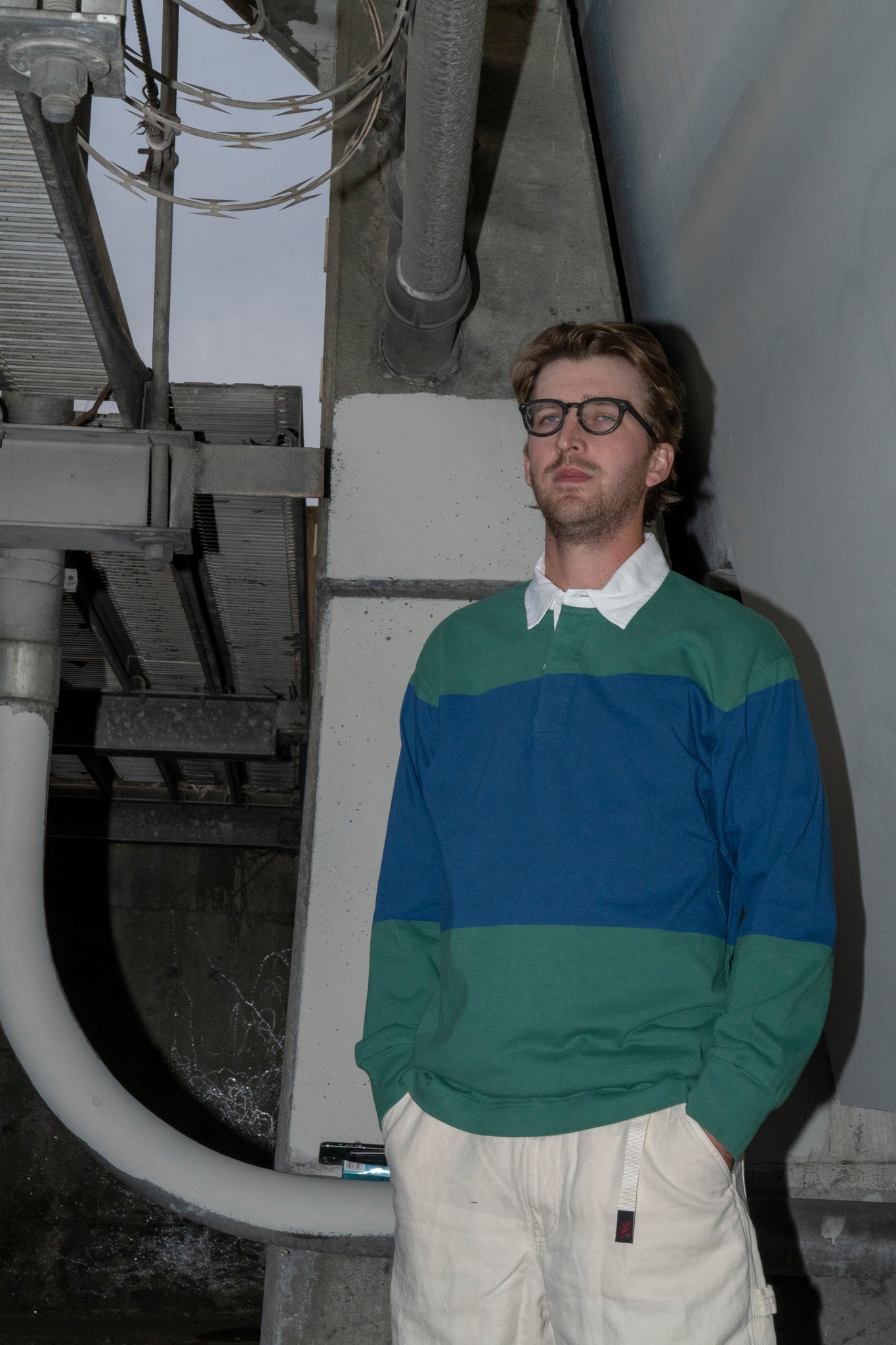 GRAMICCI - LANGDON RUGBY SHIRT IN CERULEAN/EMERALD