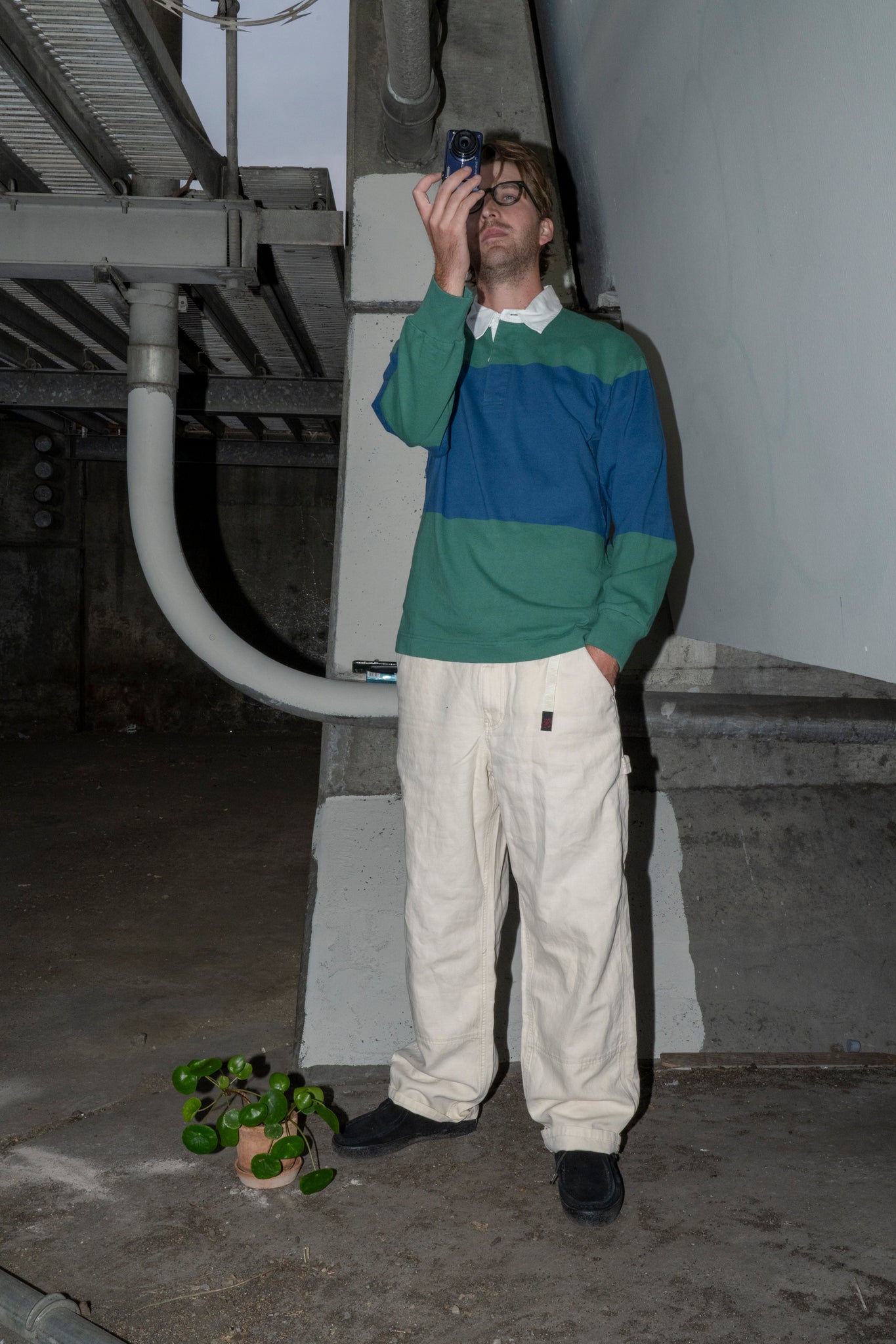 GRAMICCI - LANGDON RUGBY SHIRT IN CERULEAN/EMERALD