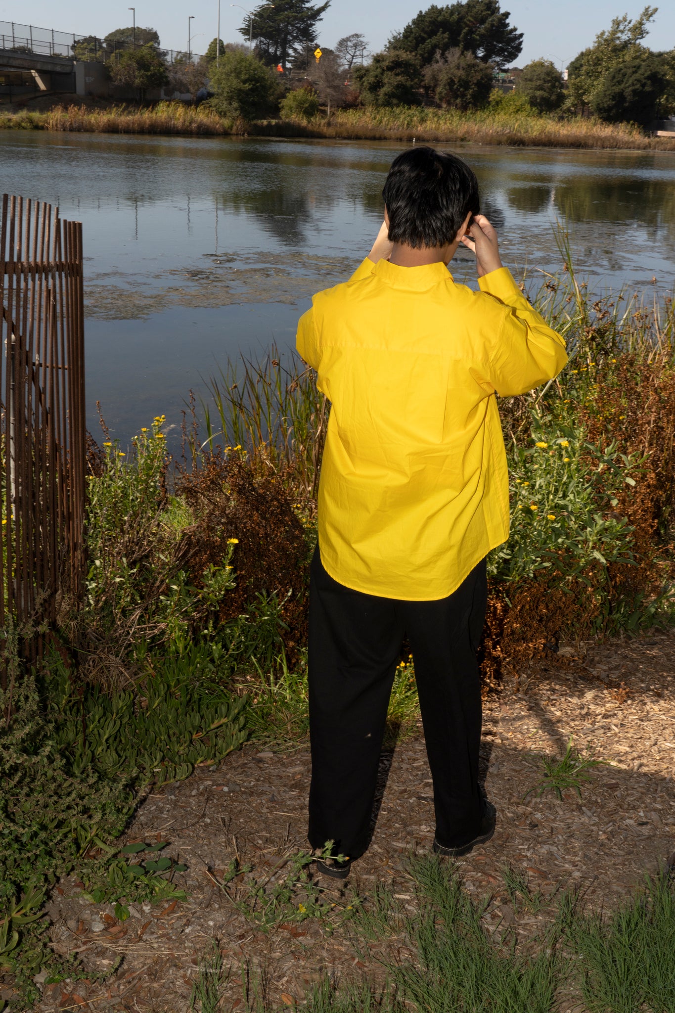 RICE NINE TEN - COTTON RIPSTOP SHIRT IN YELLOW