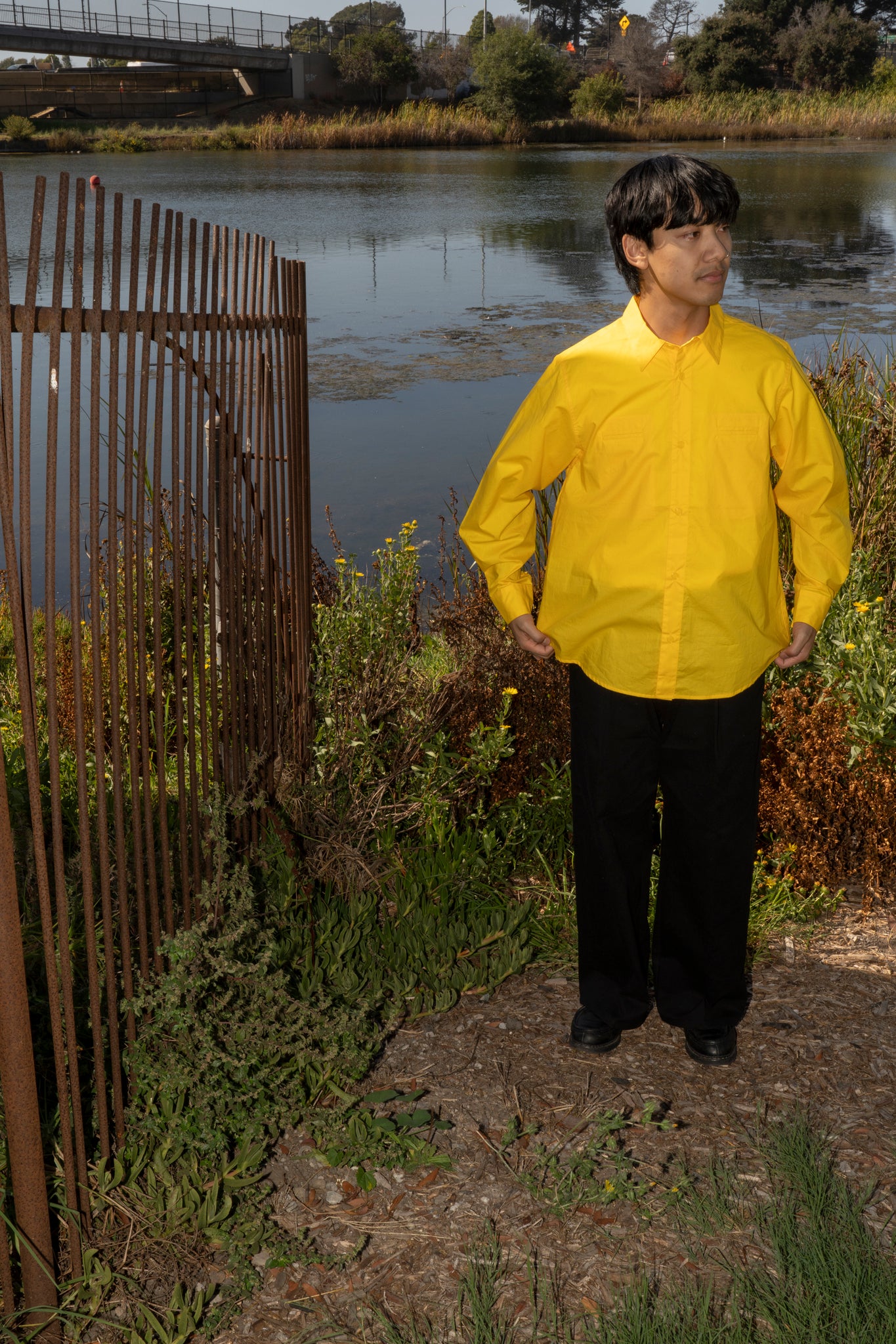 RICE NINE TEN - COTTON RIPSTOP SHIRT IN YELLOW