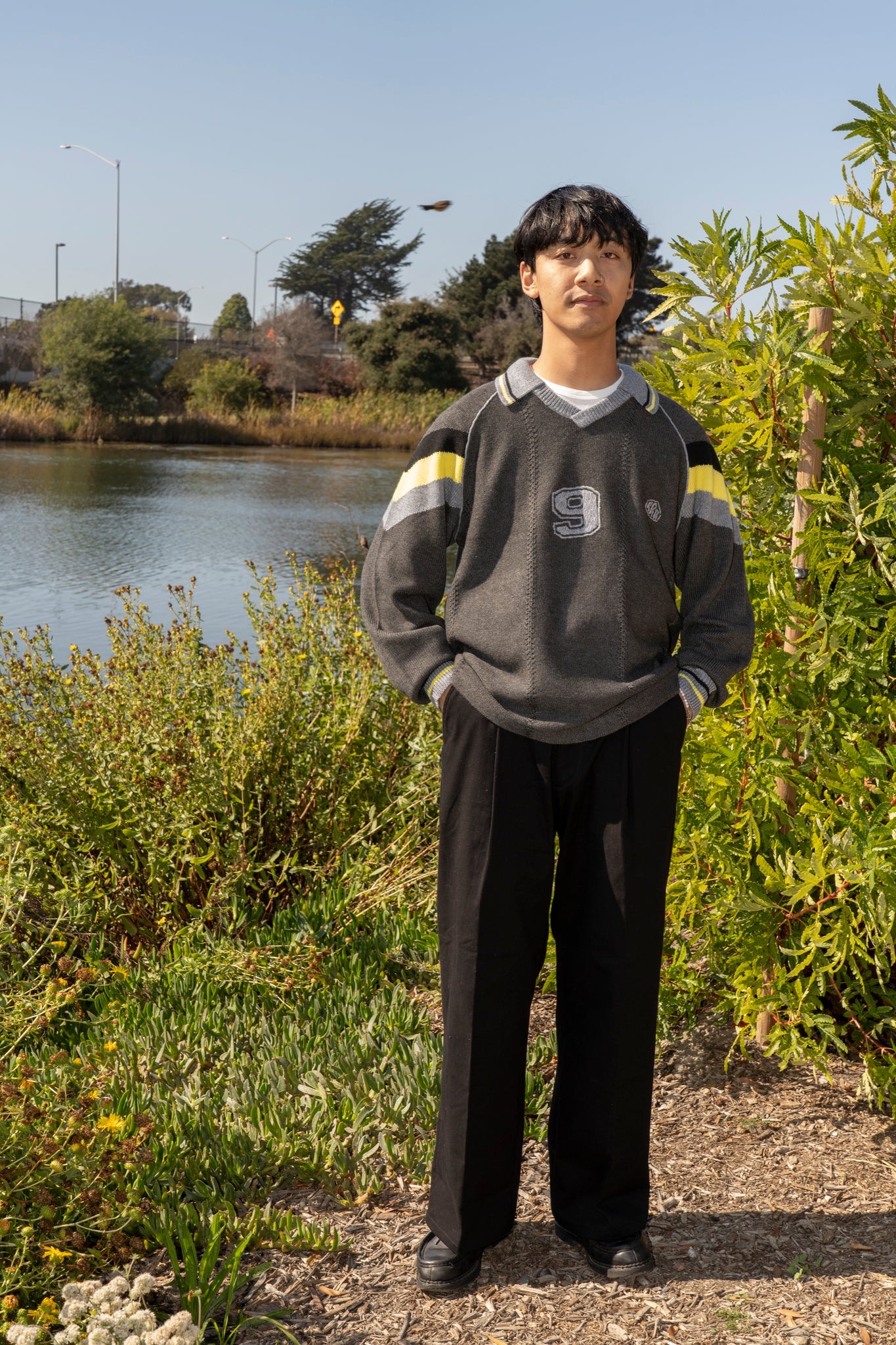 RICE NINE TEN - KNIT GAME SHIRT IN DARK GREY