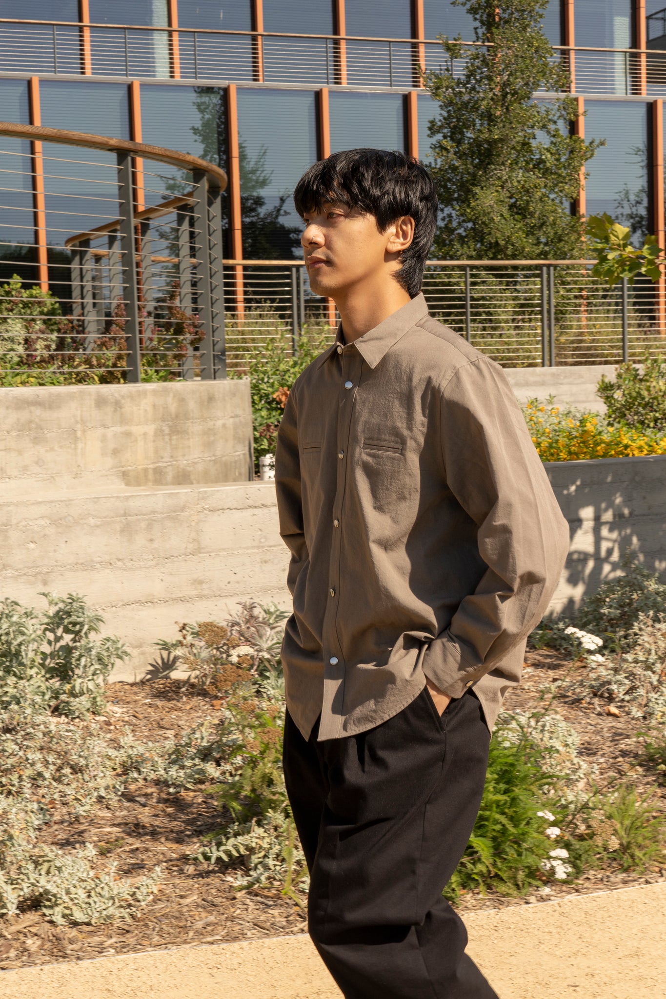 RICE NINE TEN - SUN DRYING TWILL SHIRT IN GREY