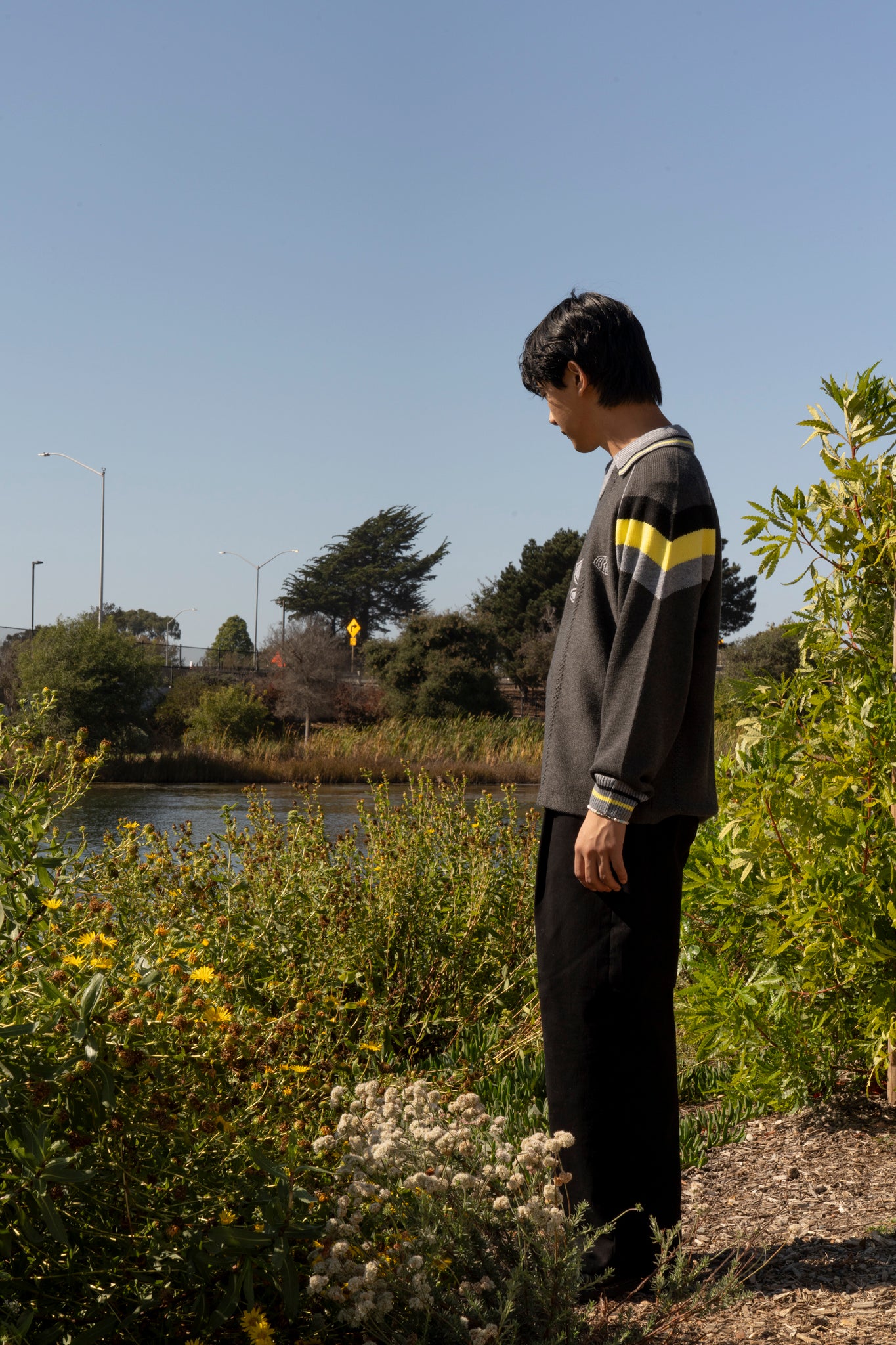 RICE NINE TEN - KNIT GAME SHIRT IN DARK GREY
