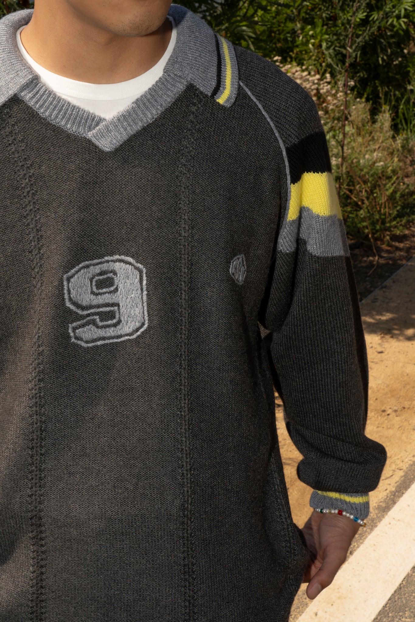 RICE NINE TEN - KNIT GAME SHIRT IN DARK GREY