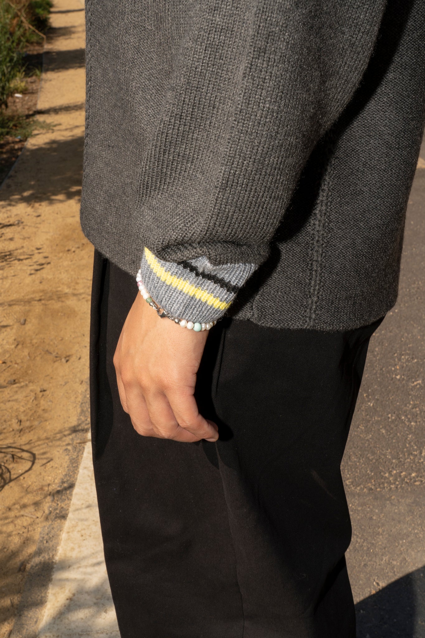 RICE NINE TEN - KNIT GAME SHIRT IN DARK GREY