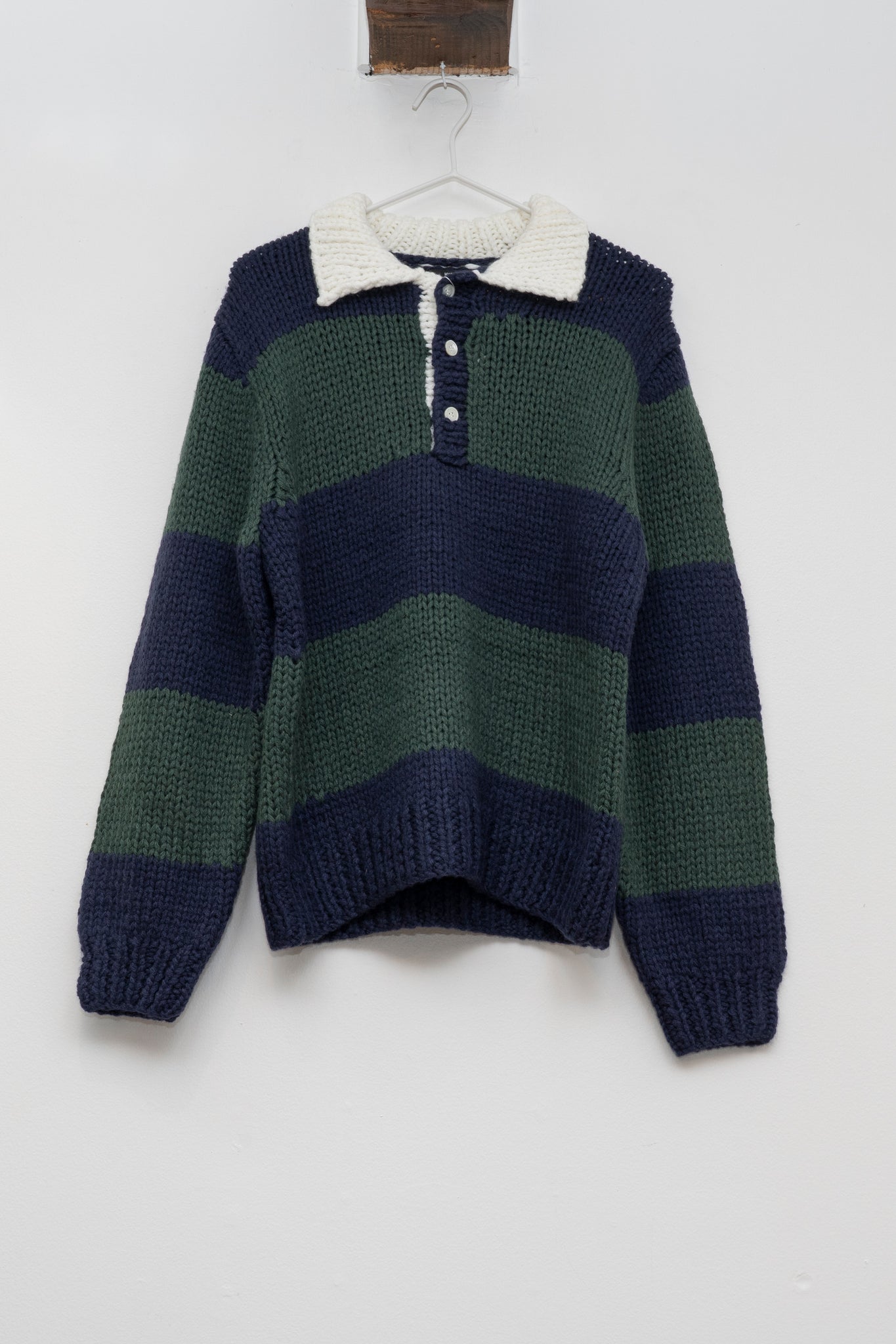 RICE NINE TEN - HAND KNIT RUGBY SHIRT IN NAVY
