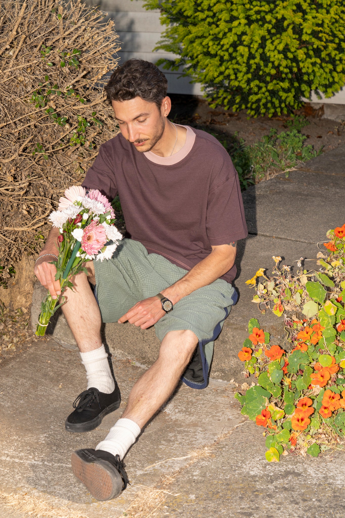 SEXHIPPIES - GRID FLEECE SHORTS IN SAGE/NAVY – understory-shop