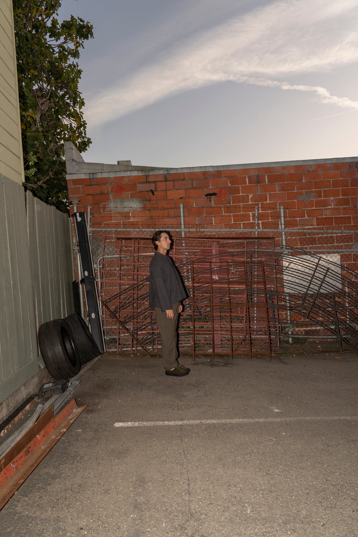 WILLIAM FREDERICK - CAFE PANT ARMY GREEN COTTON/LINEN CANVAS