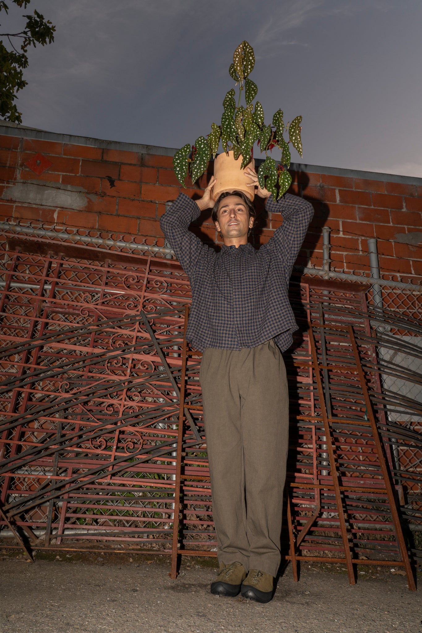 WILLIAM FREDERICK - CAFE PANT ARMY GREEN COTTON/LINEN CANVAS