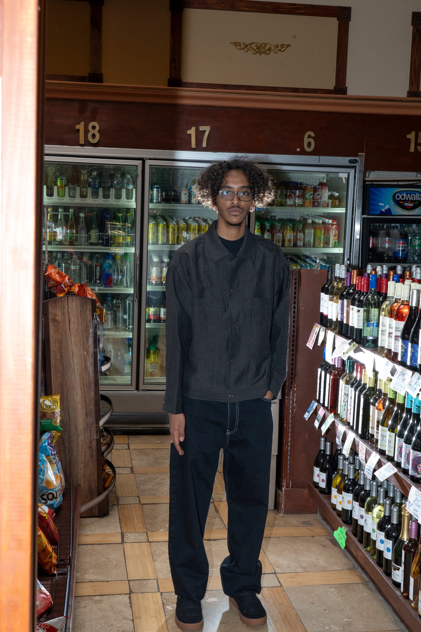 ARCHIE - COVERALL SHIRT IN CHARCOAL STRIPE
