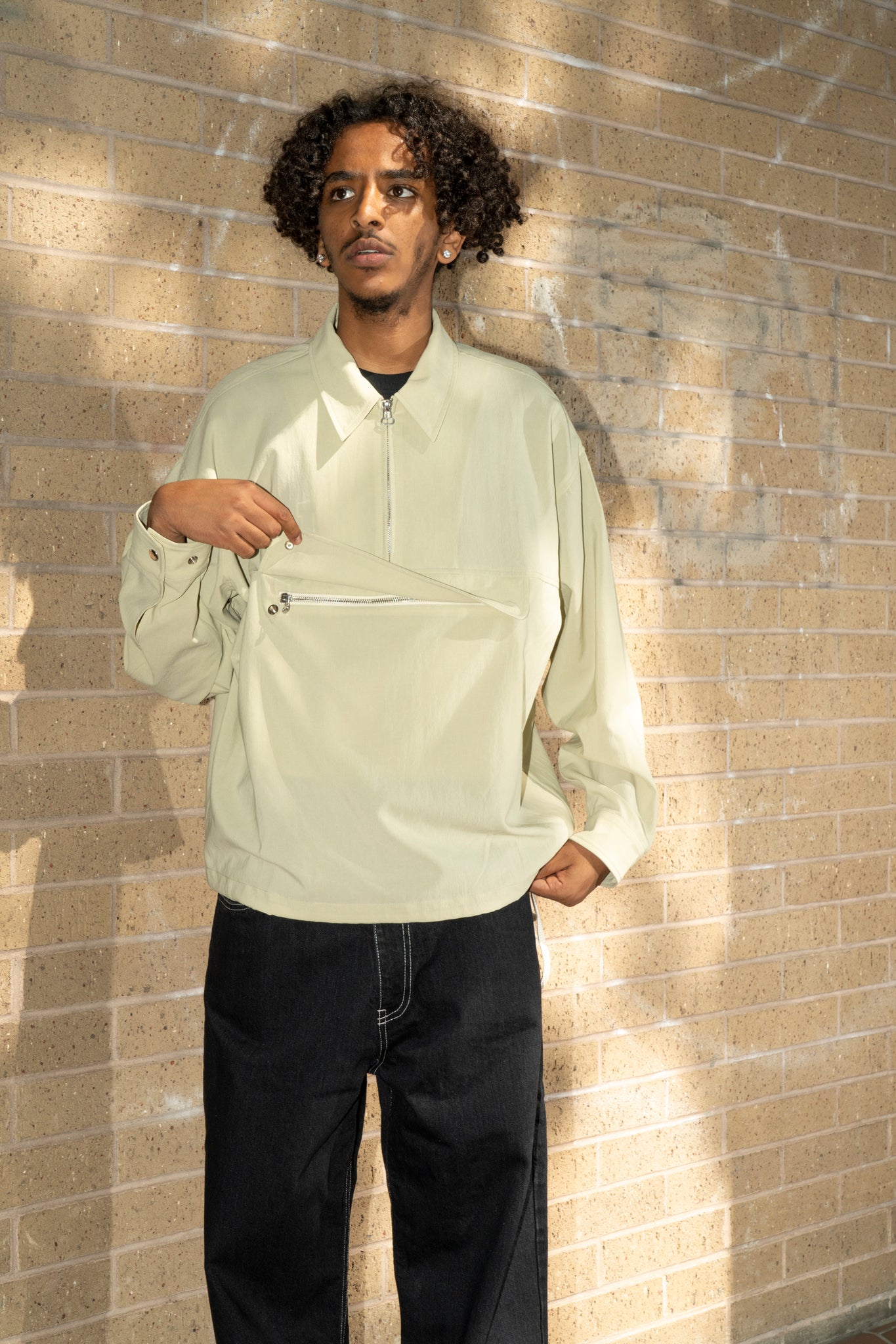 ARCHIE - ANORAK SHIRT IN GREEN TEA