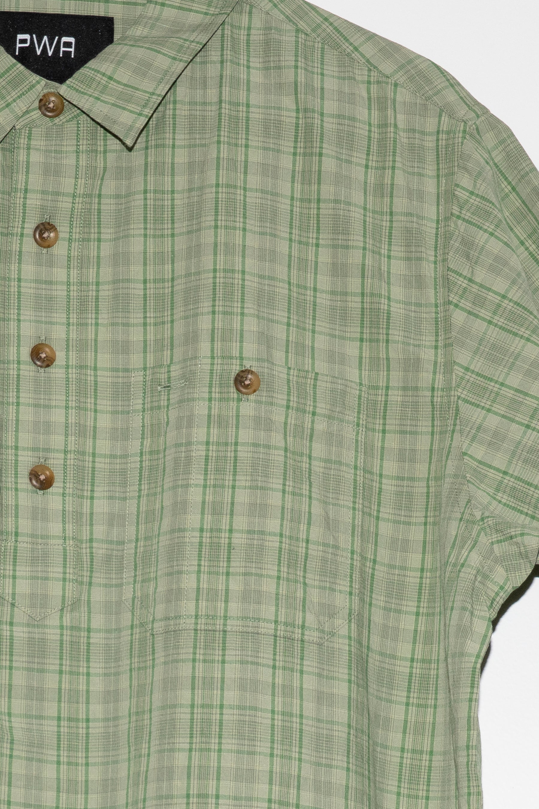 PWA - LINEN MIX P/O SHIRT IN GREEN – understory-shop