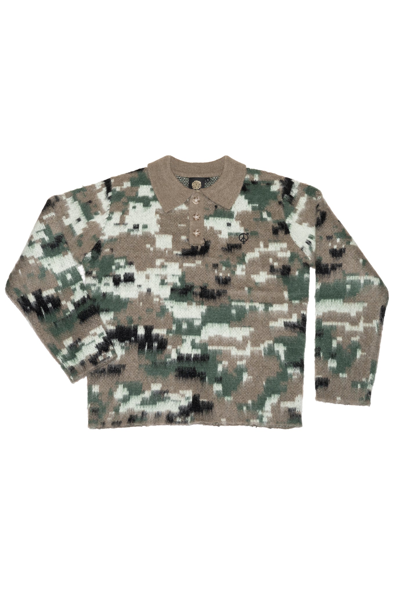 SEX HIPPIES - BRUSHED MOHAIR RUGBY SWEATER IN DIGITAL CAMO