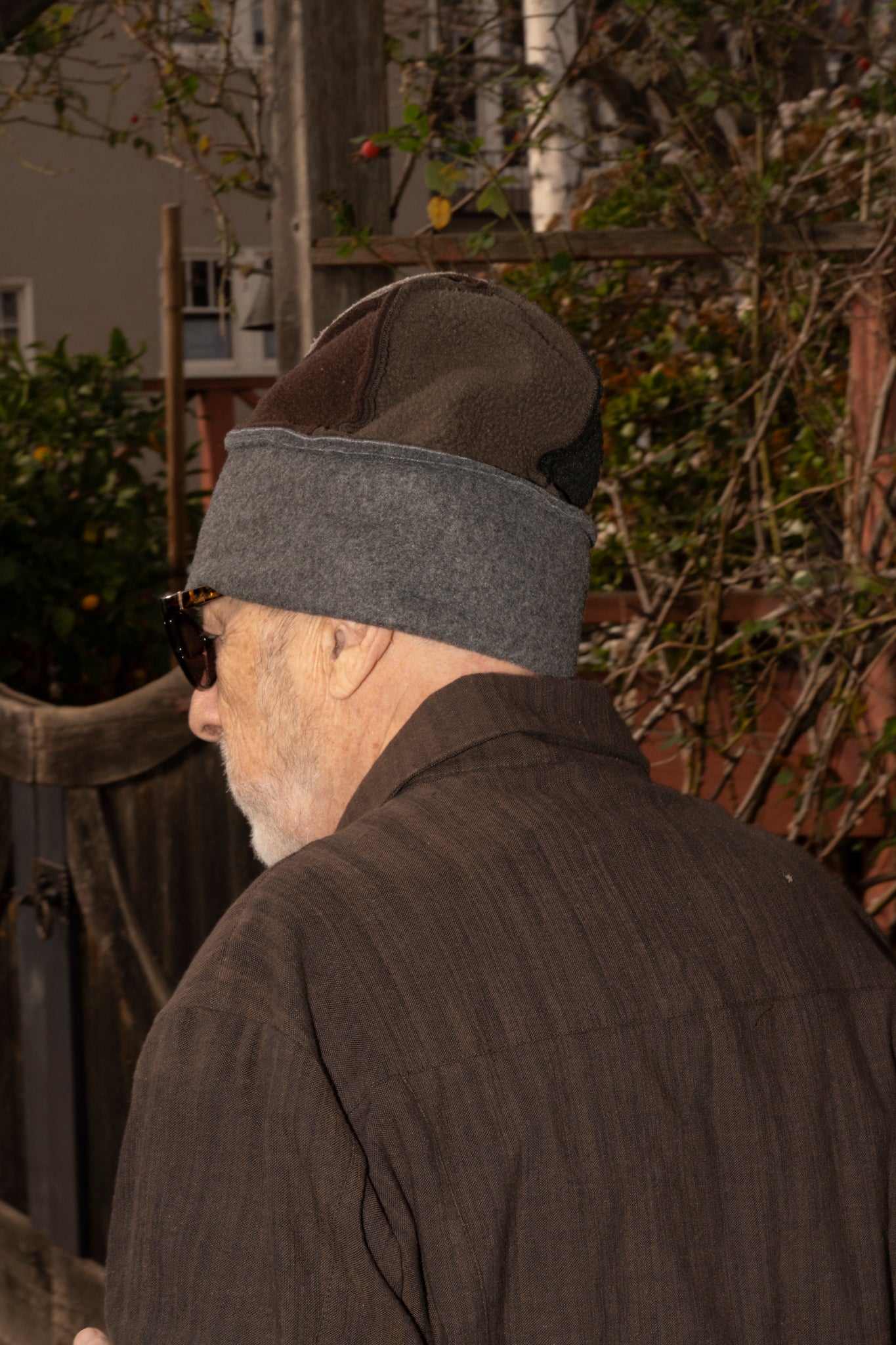 WILLIAM FREDERICK - CAFE JACKET IN BROWN YARN DYED COTTON