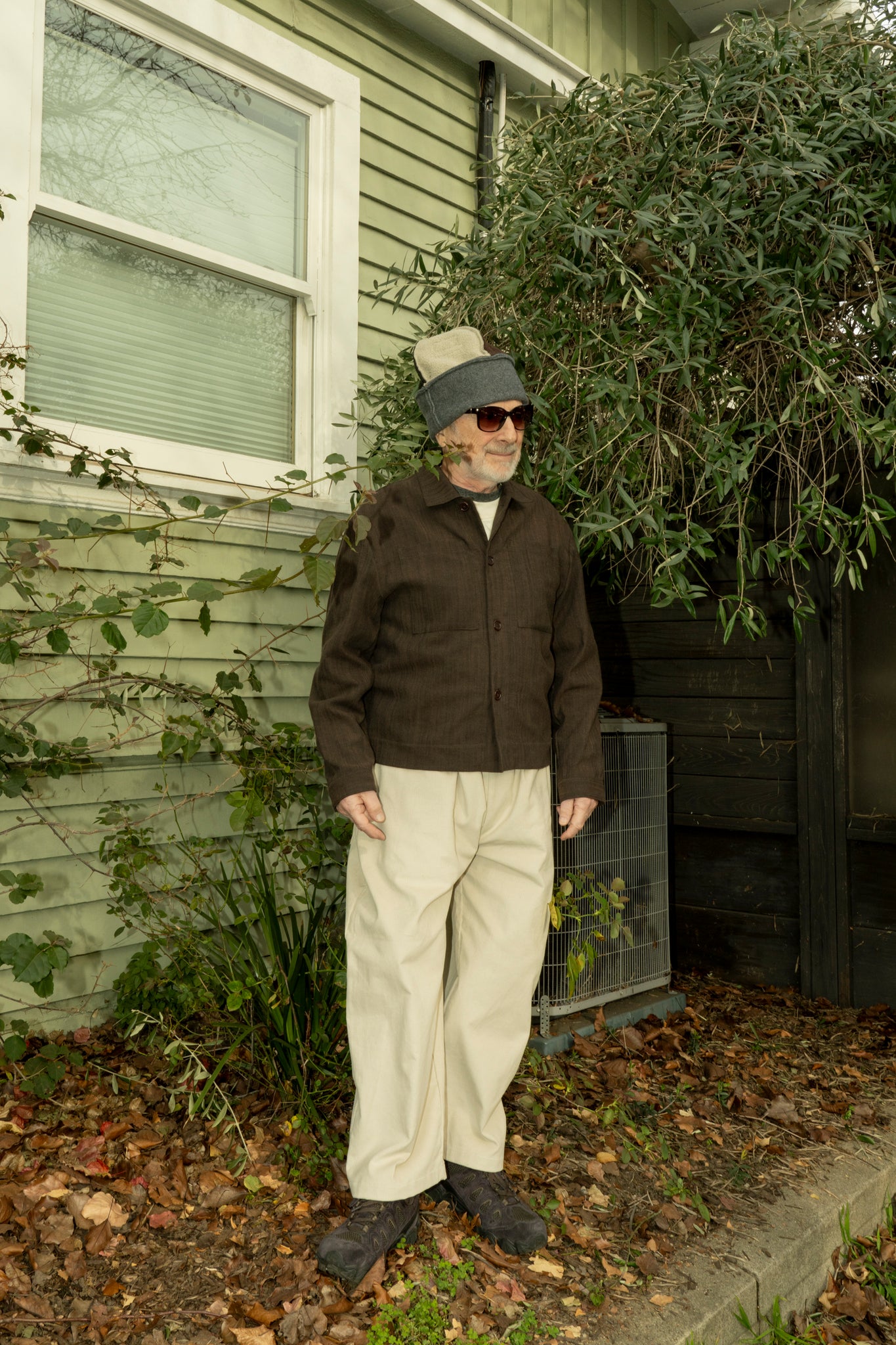 WILLIAM FREDERICK - CAFE JACKET IN BROWN YARN DYED COTTON